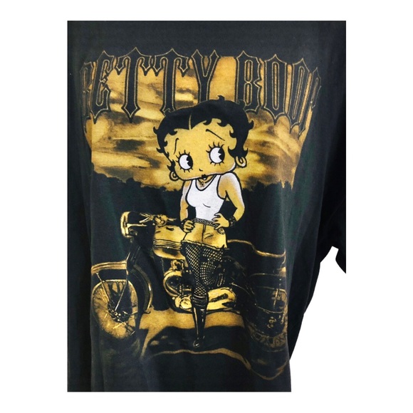 Betty Boop Tops - Betty Boop black t-shirt with gold Betty Boop in fishnet silhouette size large